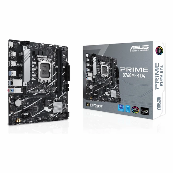 Asus Prime B760M-R D4 DDR4 (5333MHz)OC M.2 HDMI PCIe 4.0 1700P mATX Anakart ürün görseli 1