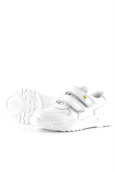 Rakerplus Hakiki Deri Beyaz Papatya Detaylı Kız Çocuk Günlük Ayakkabı - Resim 7