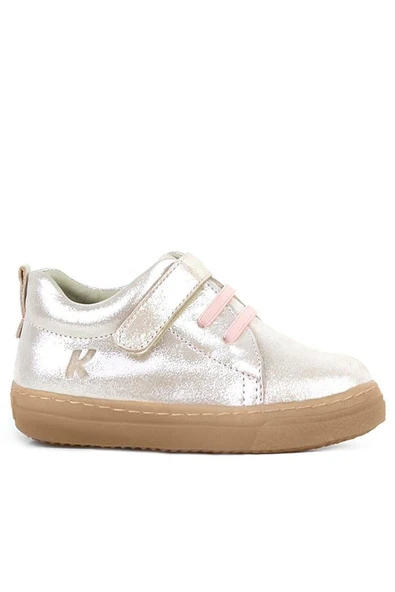 Anatomik Hakiki Deri Yumuşak Pudra Simli Lastikli Cırtlı Çocuk Ayakkabı - Resim 2