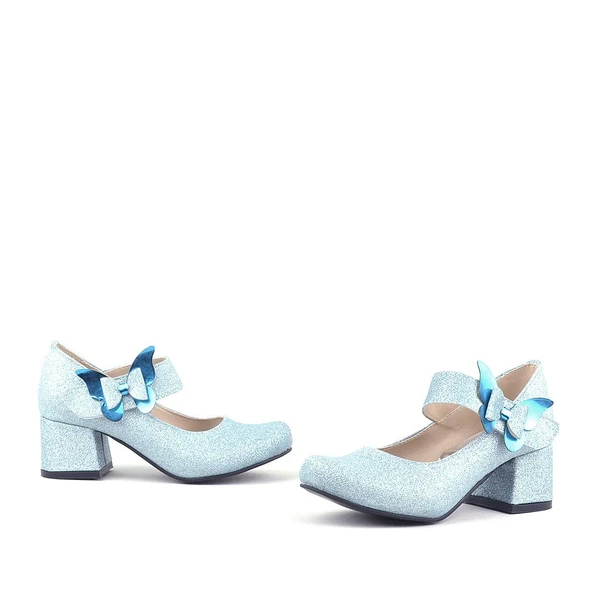 Winx Mavi Işıltılı Kelebekli Kız Çocuk Topuklu Ayakkabı - Resim 6