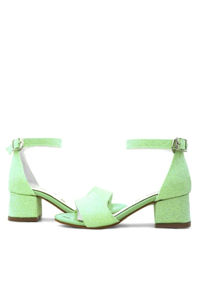 Lilo Simli Yeşil Tek Bantlı Kız Çocuk Topuklu Abiye Ayakkabı - Resim 8