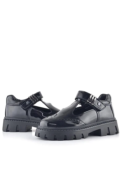 Rakerplus Siyah Rugan Toka Detaylı Cırtlı Kız Çocuk Günlük Ayakkabı - Resim 7