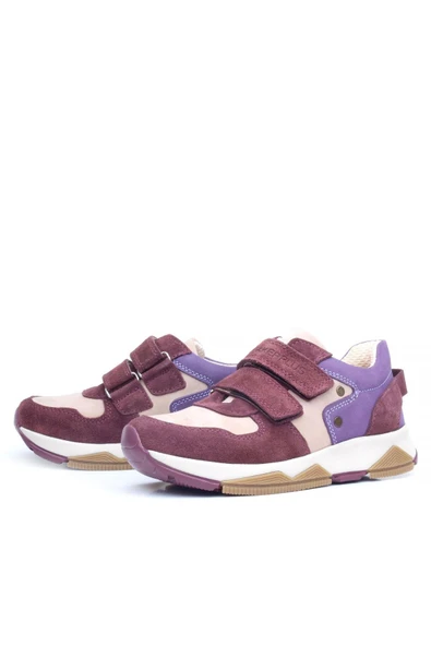 Rakerplus Hakiki Deri Bordo Pembe Metal Detaylı Kız Çocuk Sneakers Ayakkabı - Resim 6