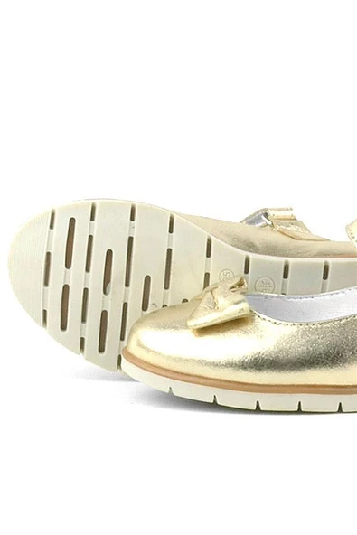 Rakerplus Hakiki Deri Gold Fiyonklu Cırtlı Kız Çocuk Babet - Resim 7