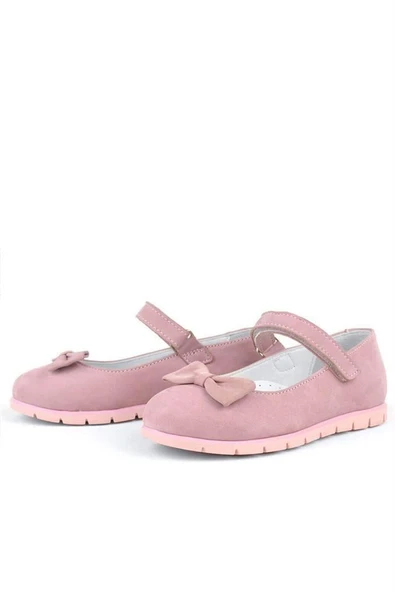 Rakerplus Hakiki Deri Pembe Fiyonklu Cırtlı Kız Çocuk Babet - Resim 11