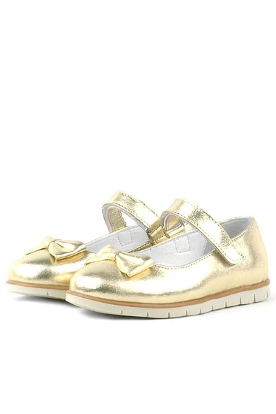 Rakerplus Hakiki Deri Gold Fiyonklu Cırtlı Kız Çocuk Babet - Resim 10