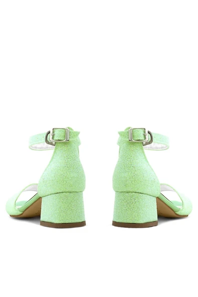 Lilo Simli Yeşil Tek Bantlı Kız Çocuk Topuklu Abiye Ayakkabı - Resim 9