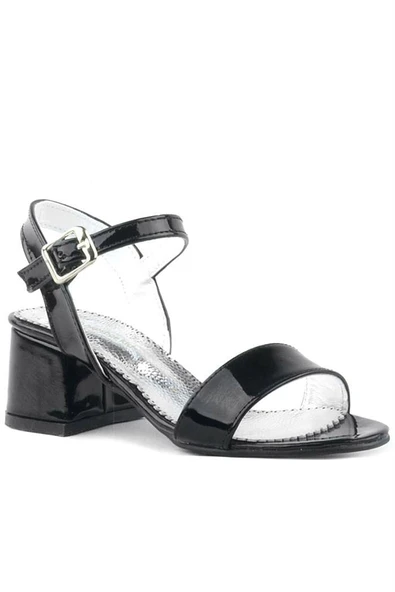 Pony Siyah Rugan Kalın Topuklu Kız Çocuk Abiye Ayakkabı - Resim 11