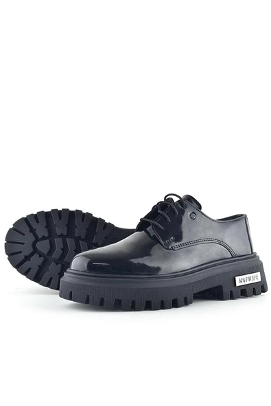 Rakerplus Siyah Rugan Bağcıklı Oxford Metal Detaylı Günlük Ayakkabı - Resim 6