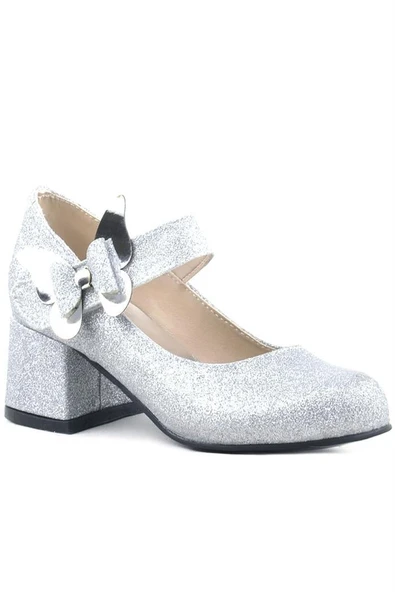 Winx Gümüş Işıltılı Kelebekli Kız Çocuk Topuklu Ayakkabı - Resim 2