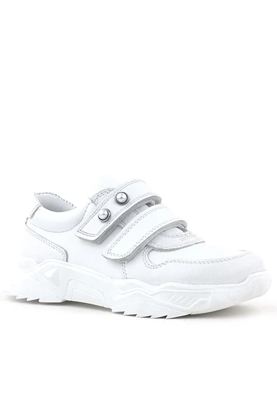 Rakerplus Hakiki Deri Beyaz Taşlı Kız Çocuk Sneakers Ayakkabı ürün görseli