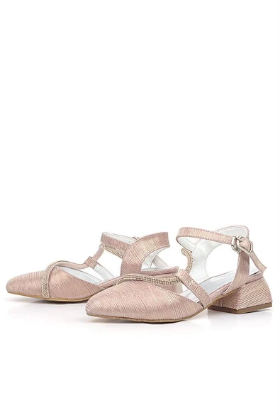 Betty Bakır Taşlı Kısa Topuklu Kız Çocuk Topuklu Ayakkabı - Resim 4