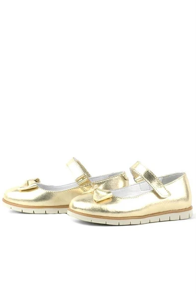 Rakerplus Hakiki Deri Gold Fiyonklu Cırtlı Kız Çocuk Babet - Resim 11