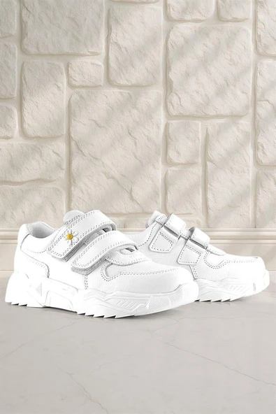 Rakerplus Hakiki Deri Beyaz Papatya Detaylı Kız Çocuk Günlük Ayakkabı - Resim 10