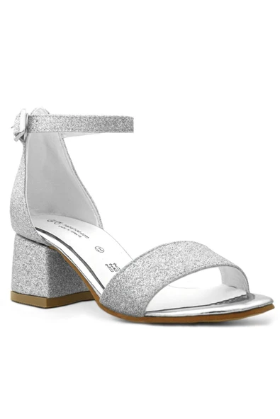 Lilo Simli Gümüş Tek Bantlı Kız Çocuk Topuklu Abiye Ayakkabı - Resim 9