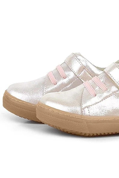 Anatomik Hakiki Deri Yumuşak Pudra Simli Lastikli Cırtlı Çocuk Ayakkabı - Resim 7