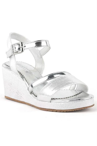 Aurora Gümüş Kız Çocuk Dolgu Topuklu Ayakkabı ürün görseli 1