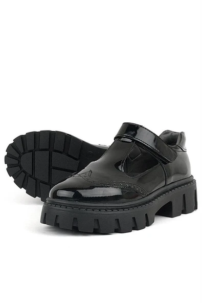 Rakerplus Siyah Rugan Cırtlı Kız Çocuk Okul Ayakkabı - 6
