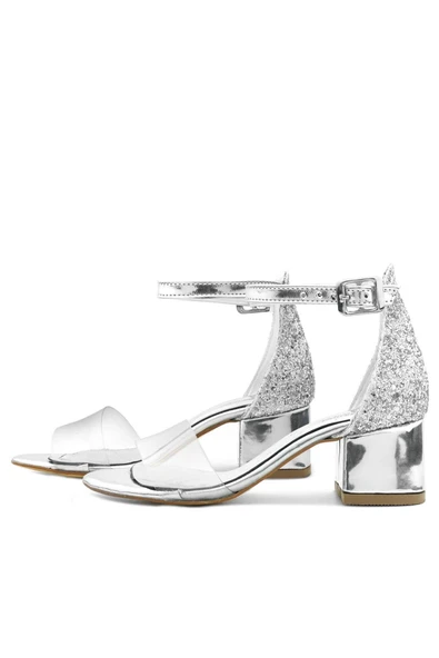 Luisa Gümüş Şeffaf Tek Bantlı Kız Çocuk Abiye Ayakkabı - Resim 6