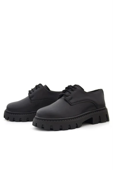 Rakerplus Siyah Mat Bağcıklı Kız Çocuk Oxford Okul Ayakkabı - 6