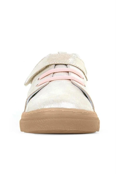 Anatomik Hakiki Deri Yumuşak Pudra Simli Lastikli Cırtlı Çocuk Ayakkabı - Resim 3