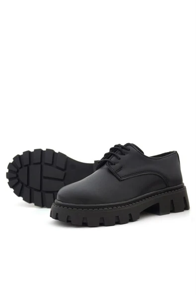 Rakerplus Siyah Mat Bağcıklı Kız Çocuk Oxford Okul Ayakkabı - 7