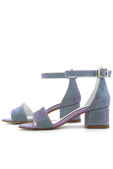 Lilo Simli Mor Tek Bantlı Kız Çocuk Topuklu Abiye Ayakkabı - Resim 3