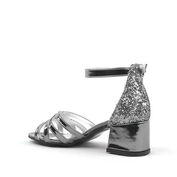 Belle Platin Kalın Topuklu Kız Çocuk Abiye Ayakkabı - Resim 11