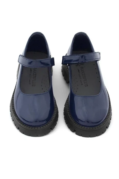 Rakerplus Lacivert Rugan Cırtlı Kalın Tabanlı Kız Çocuk Okul Ayakkabısı - 9
