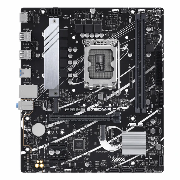 Asus Prime B760M-R D4 DDR4 (5333MHz)OC M.2 HDMI PCIe 4.0 1700P mATX Anakart - Resim 2