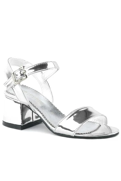 Pony Gümüş Aynalı Kalın Topuklu Kız Çocuk Abiye Ayakkabı - Resim 10