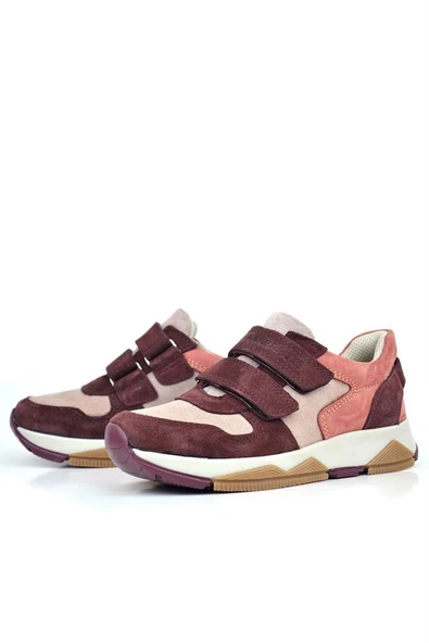 Rakerplus Hakiki Deri Pudra Bordo Çocuk Sneakers Spor Ayakkabı - Resim 5