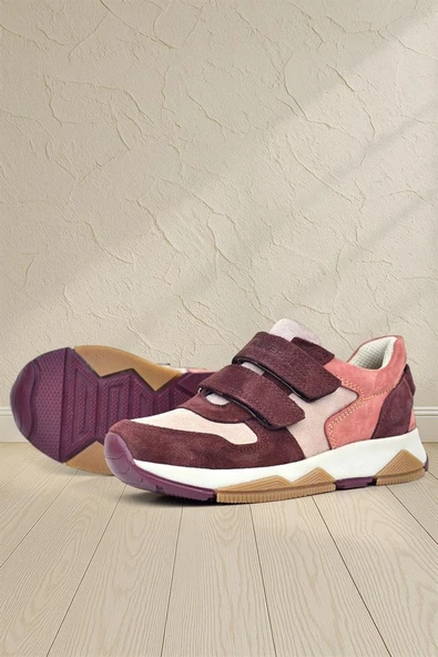 Rakerplus Hakiki Deri Pudra Bordo Çocuk Sneakers Spor Ayakkabı - Resim 8