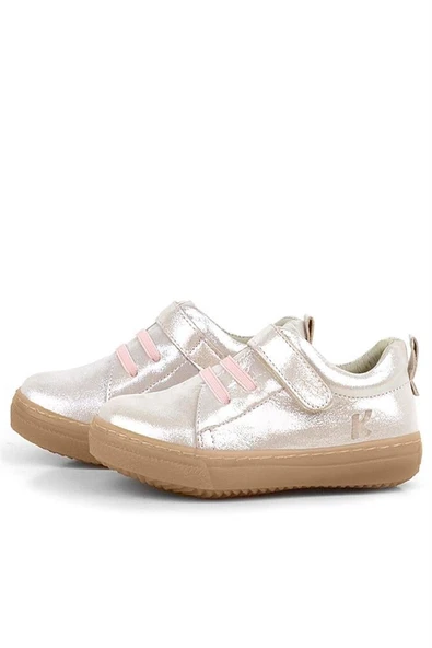 Anatomik Hakiki Deri Yumuşak Pudra Simli Lastikli Cırtlı Çocuk Ayakkabı - Resim 5