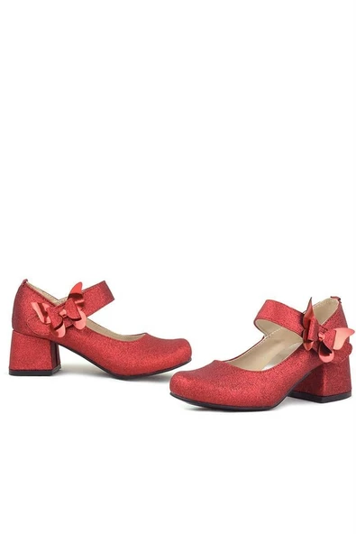 Winx Kırmızı Işıltılı Kelebekli Kız Çocuk Topuklu Ayakkabı - Resim 6