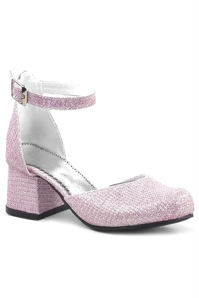 Merida Pembe Simli Kalın Topuklu Kız Çocuk Topuklu Ayakkabı - Resim 9