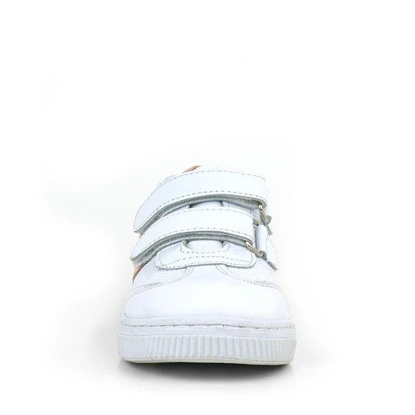 Rakerplus Hakiki Deri Beyaz Pembe Cırtlı Çocuk Spor Ayakkabı - Resim 3