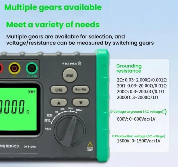 DUOYI DY4100A Dijital Toprak Direnci Ölçer Toprak Megeri - 3