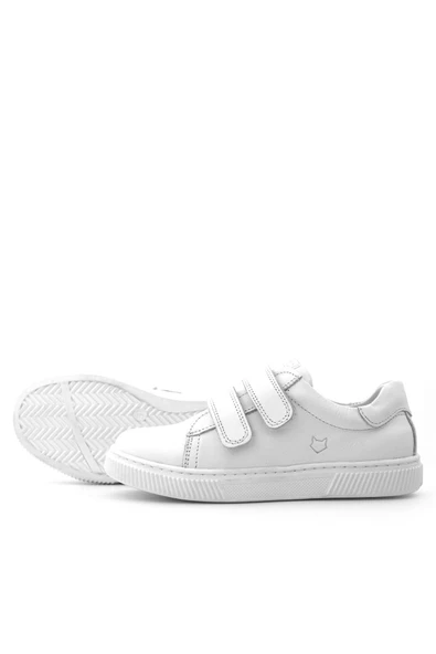 Hakiki Deri Beyaz Cırt Cırtlı Kız Çocuk Sneakers Ayakkabı - Resim 7