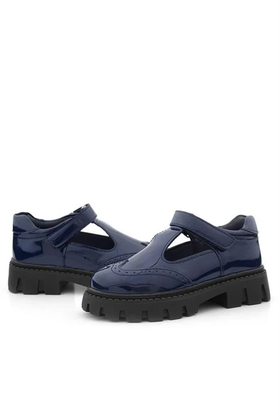 Rakerplus Lacivert Rugan Cırtlı Kız Çocuk Okul Ayakkabı - 8