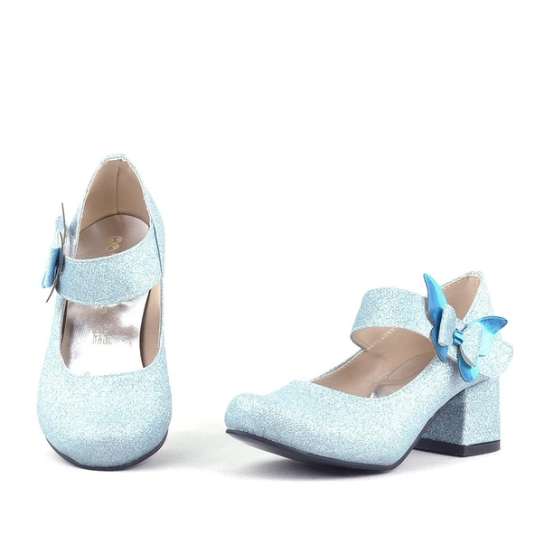 Winx Mavi Işıltılı Kelebekli Kız Çocuk Topuklu Ayakkabı - Resim 7