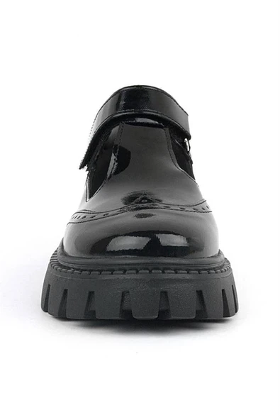 Rakerplus Siyah Rugan Cırtlı Kız Çocuk Okul Ayakkabı - 12