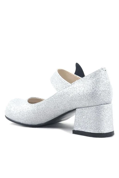Winx Gümüş Işıltılı Kelebekli Kız Çocuk Topuklu Ayakkabı - Resim 4