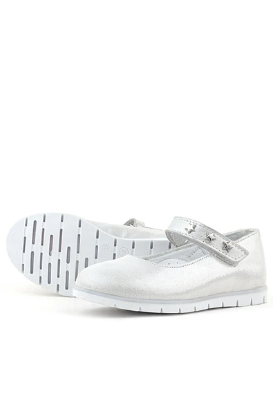 Rakerplus Hakiki Deri Gümüş Yıldızlı Cırtlı Kız Çocuk Babet - Resim 5