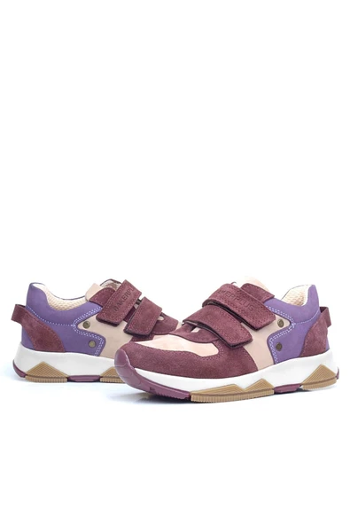 Rakerplus Hakiki Deri Bordo Pembe Metal Detaylı Kız Çocuk Sneakers Ayakkabı - Resim 8