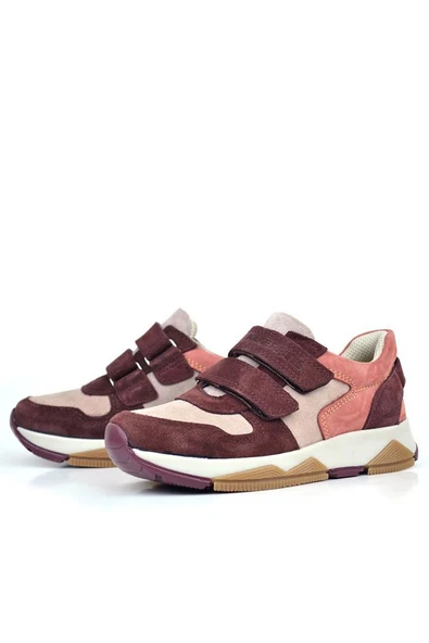 Rakerplus Hakiki Deri Pudra Bordo Çocuk Sneakers Spor Ayakkabı - Resim 12