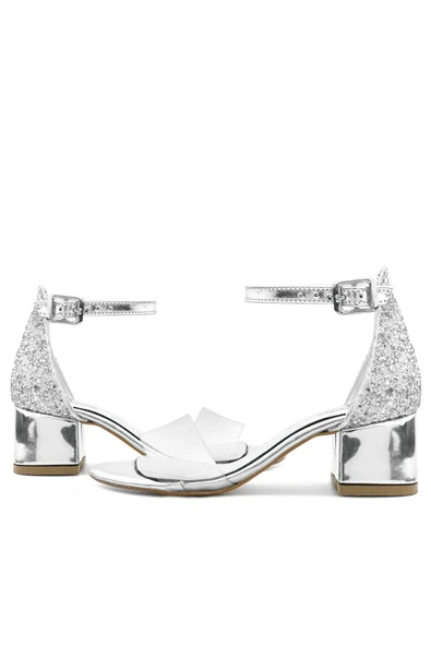 Luisa Gümüş Şeffaf Tek Bantlı Kız Çocuk Abiye Ayakkabı - Resim 8