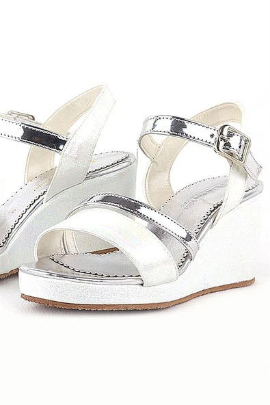 Aurora Ekru Kız Çocuk Dolgu Topuklu Ayakkabı - Resim 6