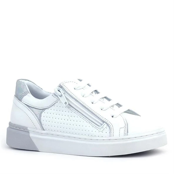 Hakiki Deri Alessio Beyaz Bağcıklı Kız Çocuk Spor Okul Ayakkabısı - 6