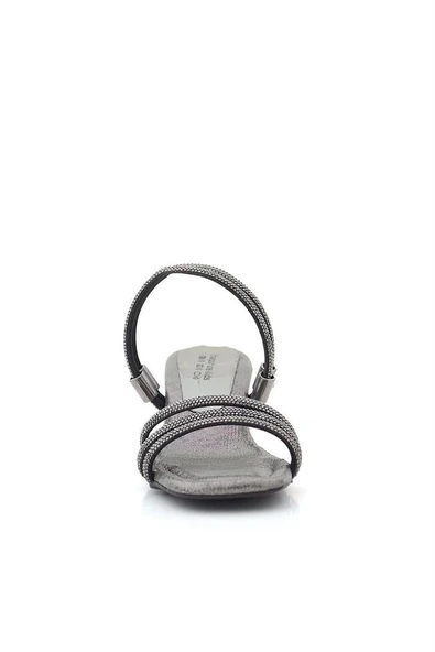 Judy Platin Taşlı Kız Çocuk Topuklu Terlik Ayakkabı - Resim 4